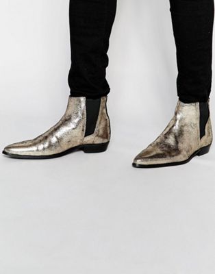 gold chelsea boots
