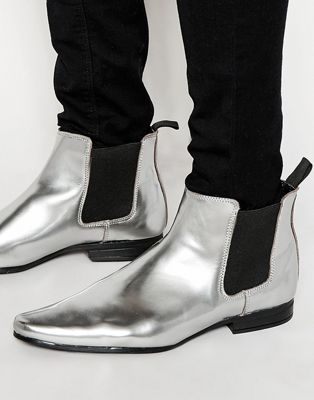 ASOS Chelsea Boots in Metallic Silver 