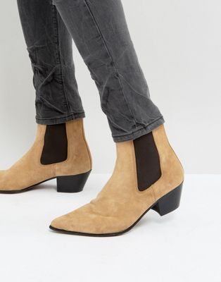 ASOS Chelsea Boots In Stone Suede With 