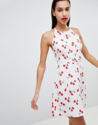 cherry print mini dress