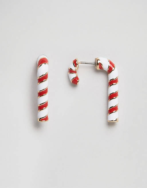 ASOS Christmas Candy Cane Front Back Earrings