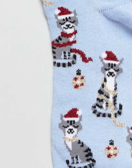 Asos Christmas Chaussettes Motif Chat Père Noël Dans Une Boule De Noël