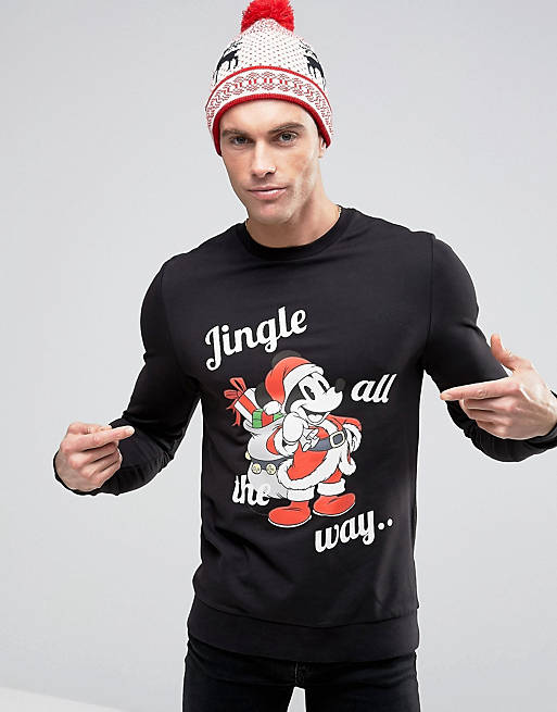 ASOS Christmas Muscle Sweatshirt With Santa Mickey