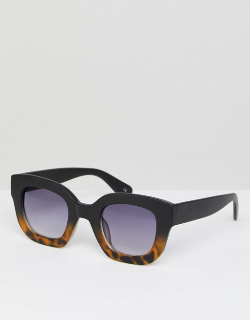 Asos Chunky Square Cat Eye Sunglasses With Black Tort Fade Frame Asos 