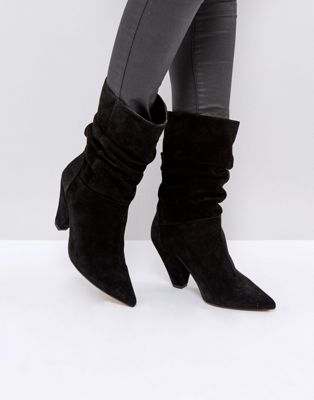 black suede scrunch boots