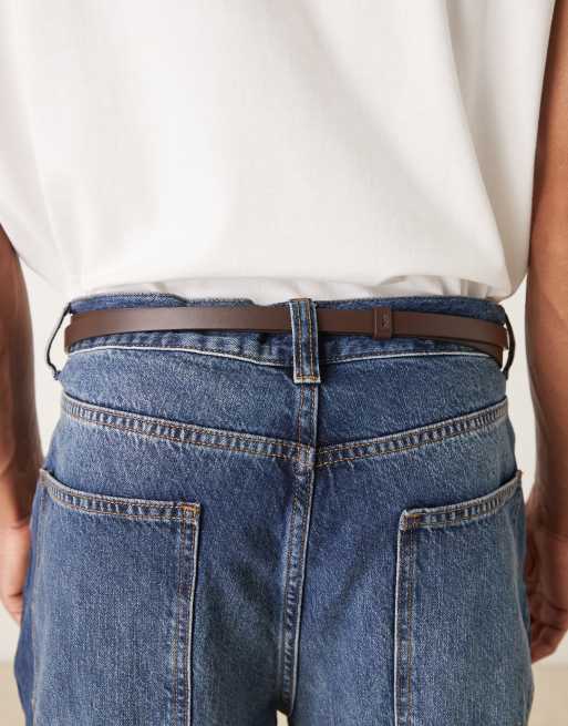ASOS - Cintura skinny doppia in pelle sintetica marrone, 2 di 3
