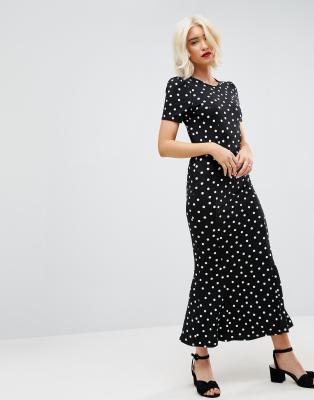 asos black polka dot dress