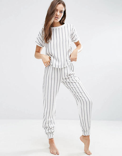 ASOS Classic Stripe Woven Tee & Long Leg Pajama Set