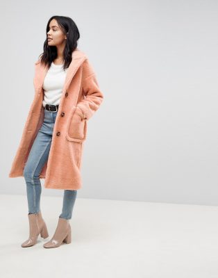 peach teddy coat