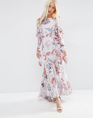 maxi dress floral long sleeve