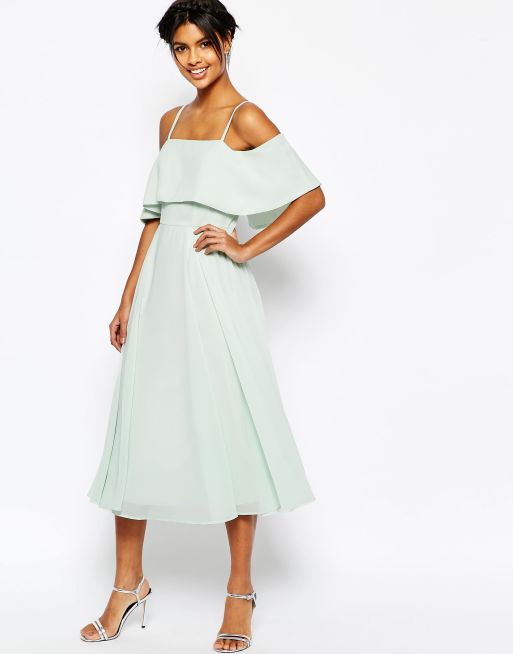 Cold shoulder store dress midi