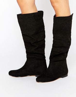 ruched boots flat