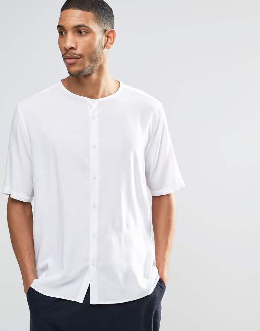 Collarless shirt cheap