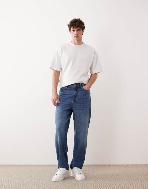 ASOS COLLECTIVE AC-B-251 tapered slim fit jeans in mid wash blue, 3 of 7