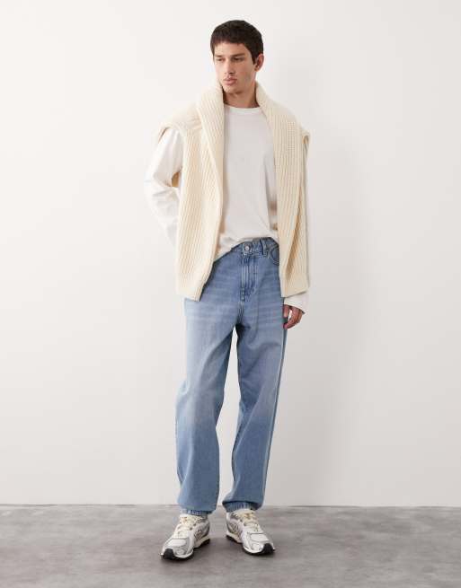 ASOS COLLECTIVE AC-B-251 tapered slim jeans in light wash blue , 2 of 7
