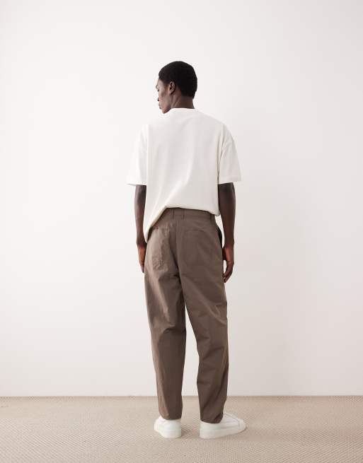 ASOS COLLECTIVE AC-B-252 carrot fit co-ord cotton nylon blend chinos in brown, 3 of 6