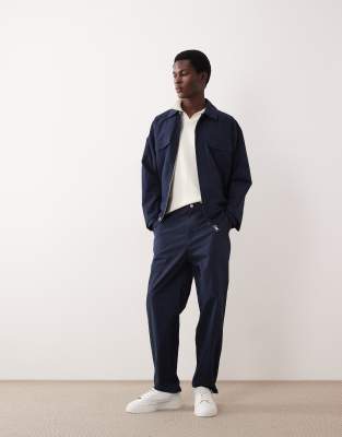 Asos Collective Ac-b-252 Carrot Fit Cotton-nylon Blend Chinos In Blue
