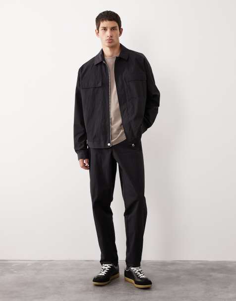 ASOS COLLECTIVE AC-B-252 carrot fit cotton nylon chinos in black - view 1