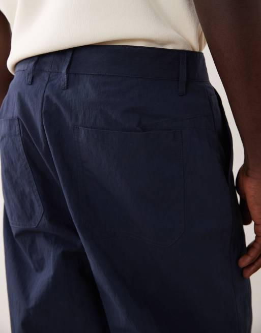 ASOS COLLECTIVE - AC-B-252 - Chino carrot fit in cotone e nylon blu navy in coordinato, 4 di 6