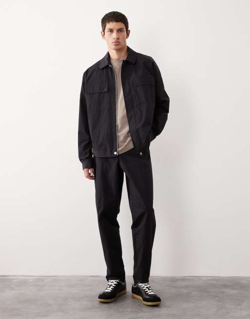 ASOS COLLECTIVE AC-B-252 - Pantalon chino d'ensemble ajusté coupe carotte - Noir