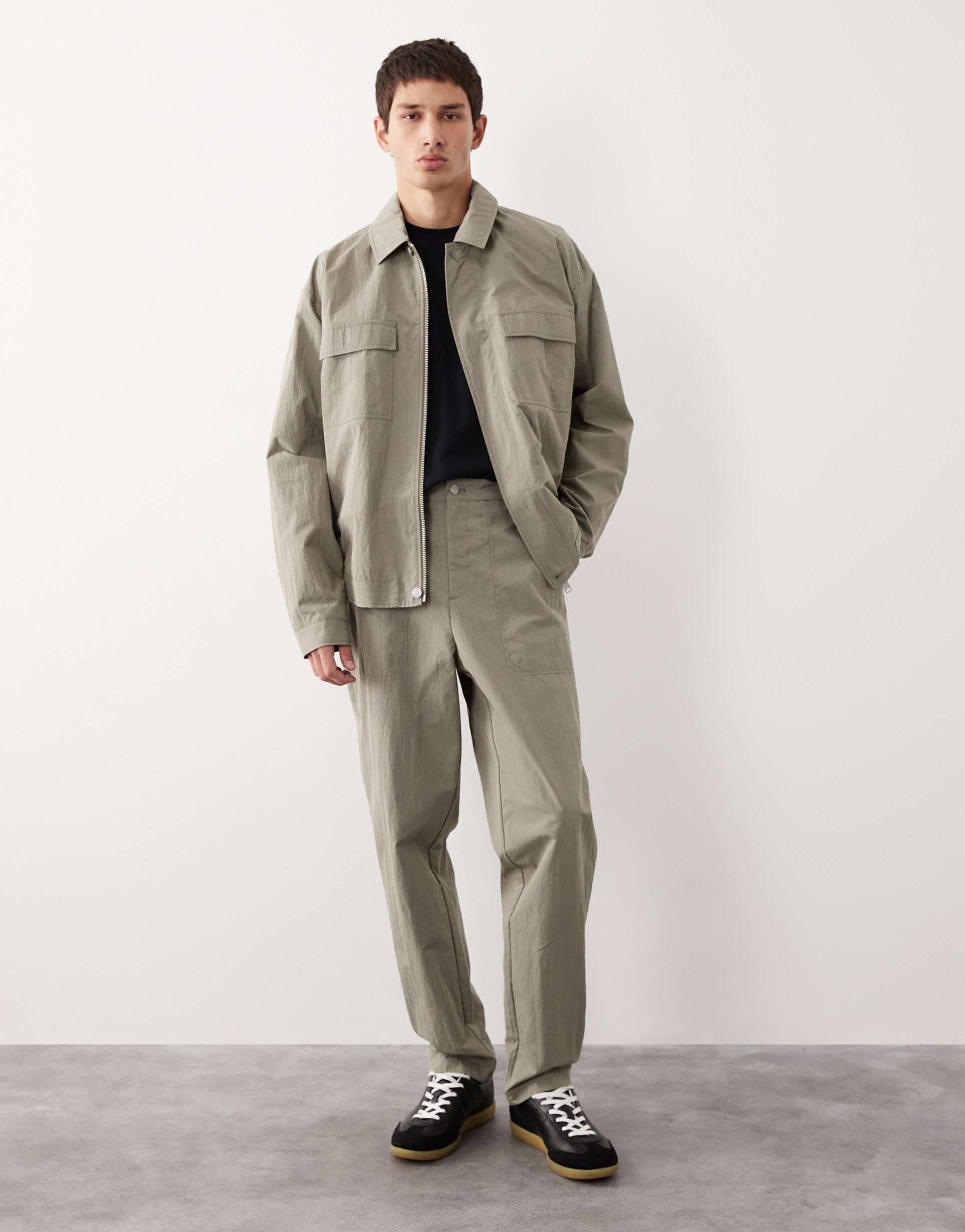 ASOS COLLECTIVE AC-B-252 tapered carrot fit chinos in pale khaki - part of a set