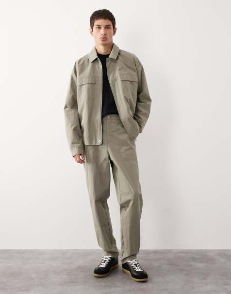 ASOS COLLECTIVE tapered carrot fit chino co-ord in pale khaki - KHAKI