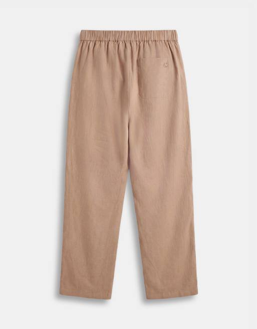 ASOS COLLECTIVE – AC-B-253 – Beige, klassiska, raka byxor i bomull och linne, del av set, 7 av 9