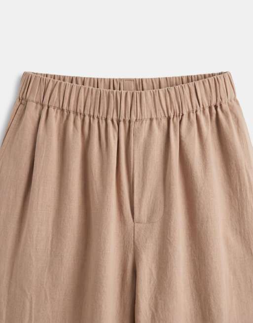 ASOS COLLECTIVE – AC-B-253 – Beige, klassiska, raka byxor i bomull och linne, del av set, 8 av 9
