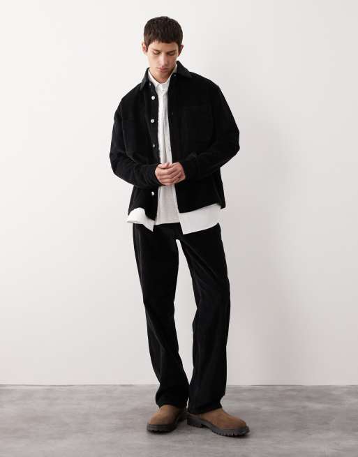 ASOS COLLECTIVE AC-B-253 - Broek van corduroy met signature rechte pasvorm in zwart