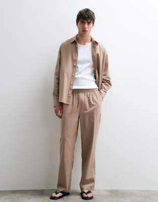 Asos Collective Ac-b-253 Classic Straight Fit Cotton Pants With Linen In Animal Print