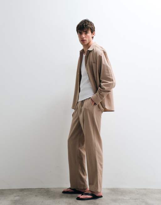 ASOS COLLECTIVE - AC-B-253 - Pantalon droit classique d'ensemble en coton et lin mélangés - Beige, 5 de 9