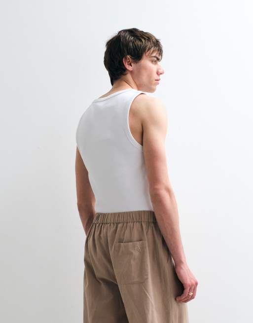 ASOS COLLECTIVE - AC-B-253 - Pantaloni classici dritti in cotone e lino beige in coordinato, 3 di 9