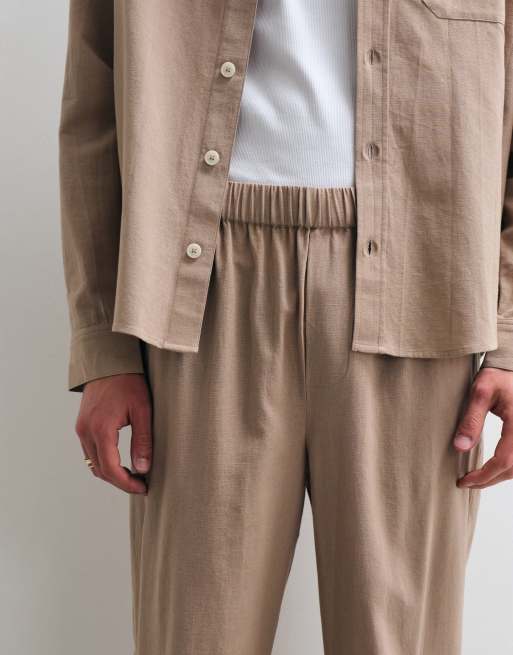 ASOS COLLECTIVE AC-B-253 - Parte de un conjunto - Pantalones beis de corte recto clásico de algodón y lino, 2 de 9