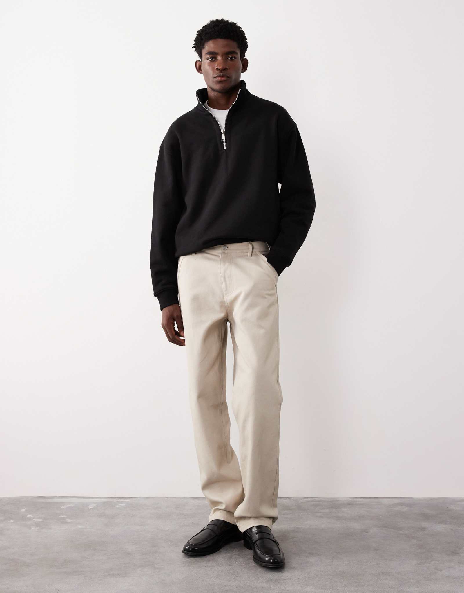 Фирменные брюки прямого кроя от ASOS COLLECTIVE AC-B-253 цвета экрю