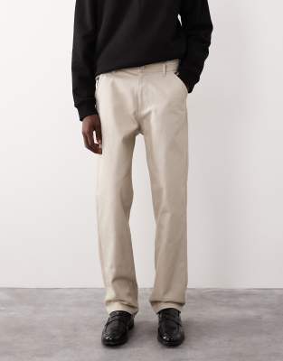 Asos Collective Ac-b-253 Signature Straight Fit Carpenter Pants In White