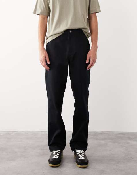 ASOS COLLECTIVE straight fit carpenter trousers in black - BLACK