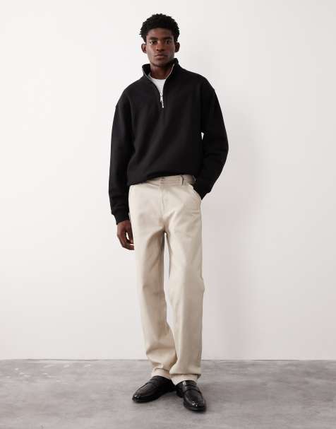 ASOS COLLECTIVE straight fit carpenter trousers in ecru - CREAM