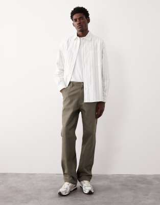 ASOS COLLECTIVE ASOS COLLECTIVE AC-B-253 signature straight fit carpenter trousers in khaki-Green