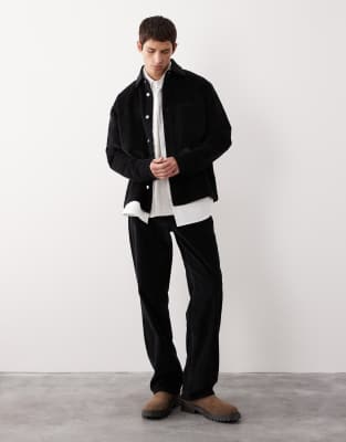 Asos Collective Ac-b-253 Signature Straight Fit Cord Pants In Black