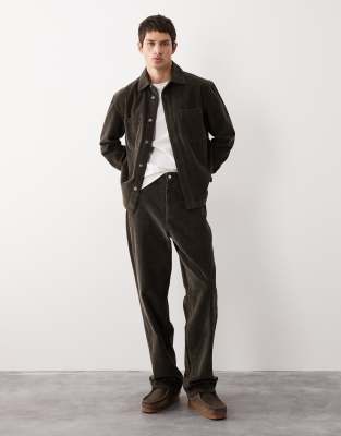Asos Collective Ac-b-253 Signature Straight Fit Cord Pants In Green