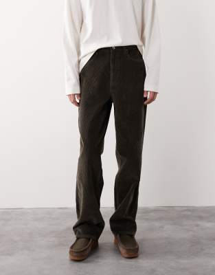 Asos Collective Ac-b-253 Signature Straight Fit Cord Pants In Green
