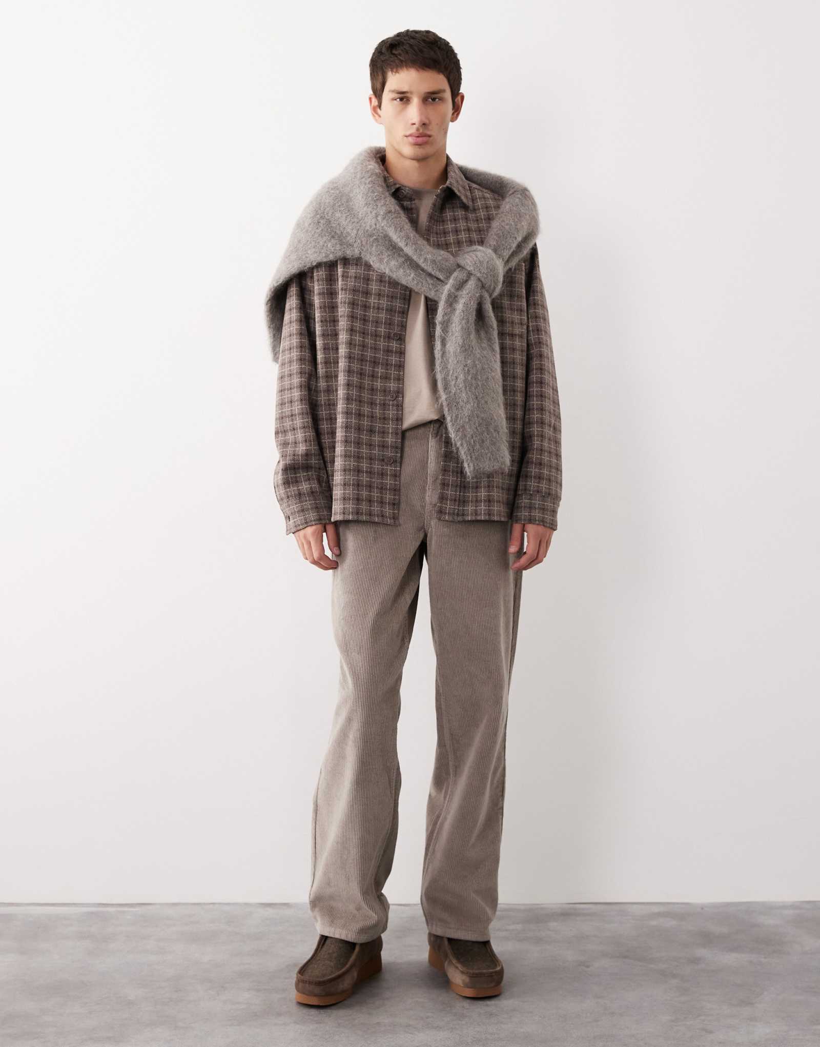 Фирменные брюки из шнура прямого кроя ASOS COLLECTIVE AC-B-253 цвета хаки