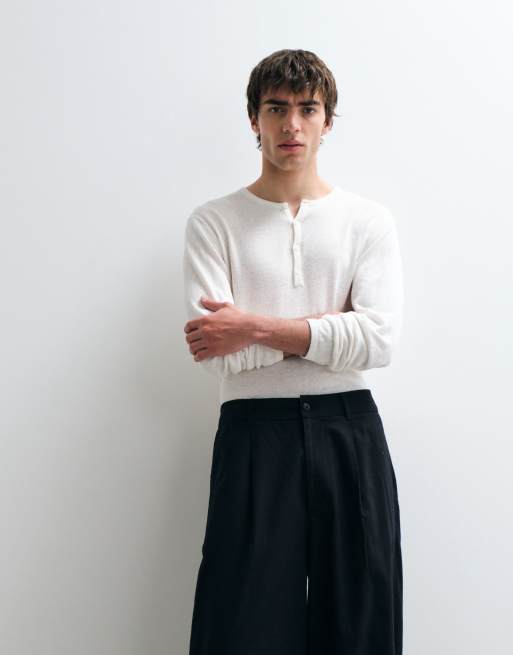 ASOS COLLECTIVE - AC-B-254 - Pantaloni bombati affusolati a pieghe in cotone e lino neri, 2 di 5