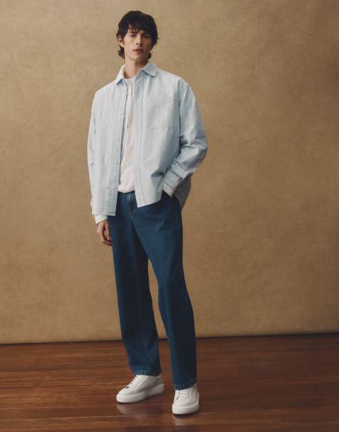 ASOS COLLECTIVE AC-B-254 tapered barrel fit jean in mid blue stone wash denim - view 1