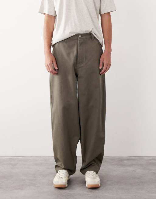 ASOS COLLECTIVE AC-B-254 tapered barrel pants in khaki , 2 of 7