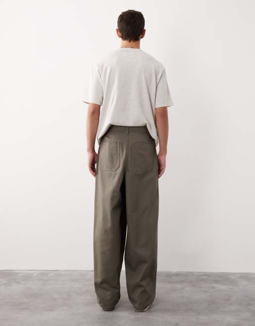 ASOS COLLECTIVE AC-B-254 tapered barrel pants in khaki , 3 of 7