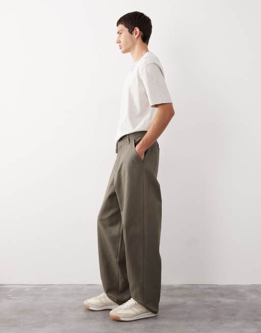 ASOS COLLECTIVE AC-B-254 tapered barrel pants in khaki , 4 of 7