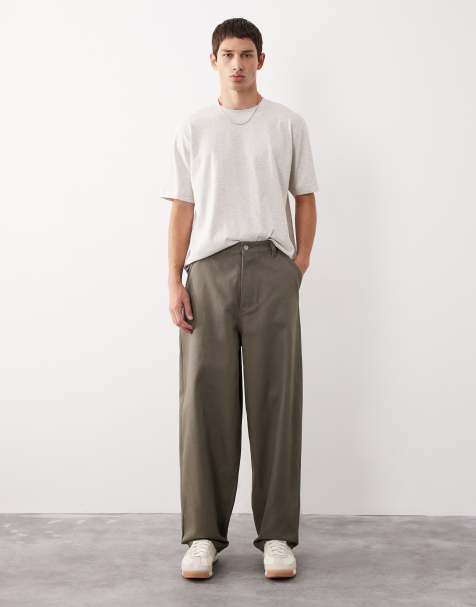 ASOS COLLECTIVE tapered barrel trouser in khaki  - KHAKI