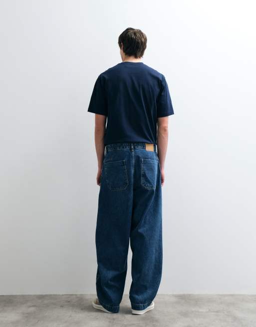 ASOS COLLECTIVE - AC-B-254 - Tapered blå barrel-jeans i stonewash, 2 af 5