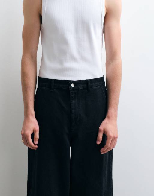 ASOS COLLECTIVE AC-B-254 worker barrel fit denim jeans in black, 4 of 5